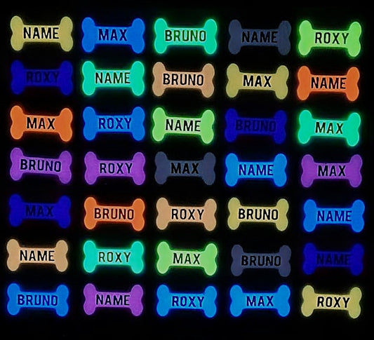 Personalized Glow in the Dark Dog Name Tag – Custom Pet ID Tag - Many Colours